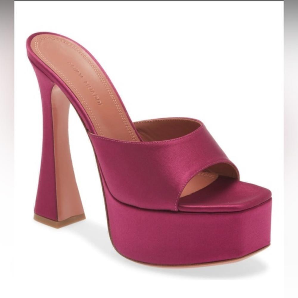 Amina Muaddi Dalida silk satin platform sandal size 36EU
